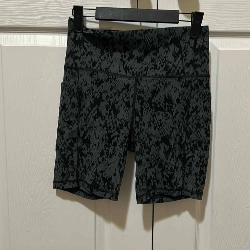 athleta snake print biker shorts